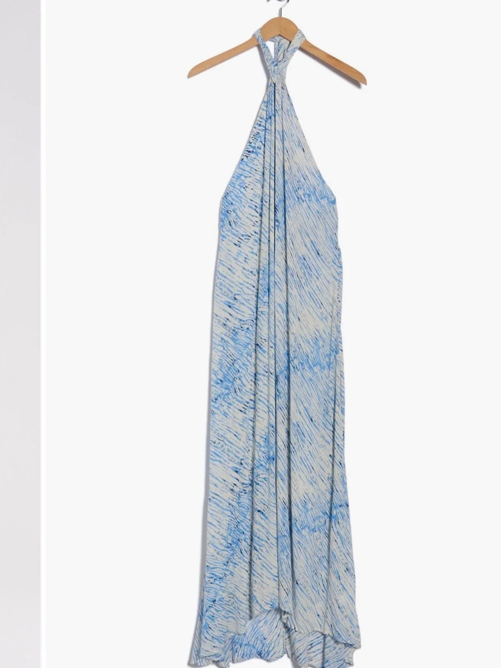 NWT Elan Blue White Abstract Print Halter Maxi Dress Open Back Resort Medium - Picture 3 of 3